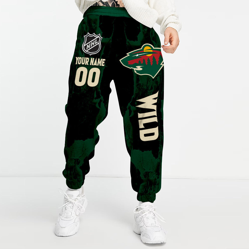 LIMITED EDITION - NEW CUSTOMIZED NHL13 MNW MINNESOTA WILD LONG PANTS