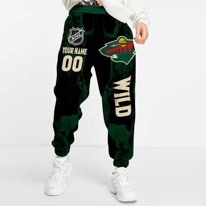 LIMITED EDITION - NEW CUSTOMIZED NHL13 MNW MINNESOTA WILD LONG PANTS