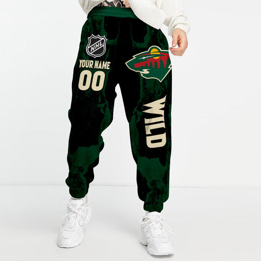 LIMITED EDITION - NEW CUSTOMIZED NHL13 MNW MINNESOTA WILD LONG PANTS