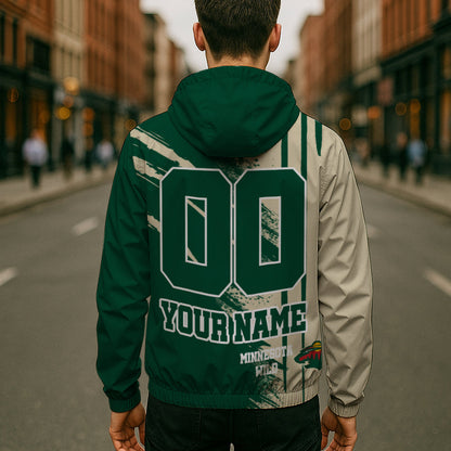LIMITED EDITION - NEW CUSTOMIZED NHL13 MNW MINNESOTA WILD WINDBREAKER JACKET