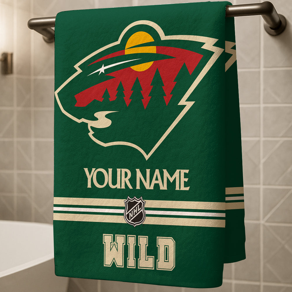 LIMITED EDITION - NEW CUSTOMIZED NHL13 MNW MINNESOTA WILD BEACH & BATH TOWEL