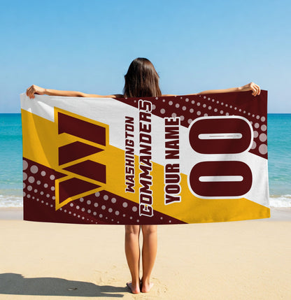 LIMITED EDITION - NEW CUSTOMIZED NFL12 WTC WASHINGTON COMMANDERS BEACH & BATH TOWEL