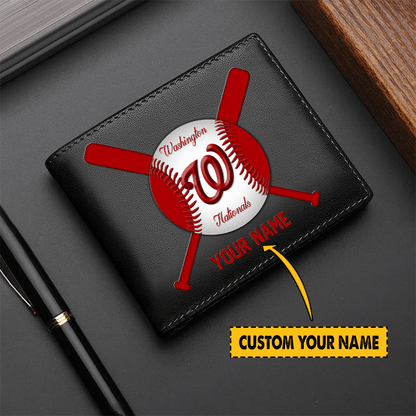 LIMITED EDITION - NEW CUSTOMIZED MLB28 WA NATIONALS LEATHER WALLET