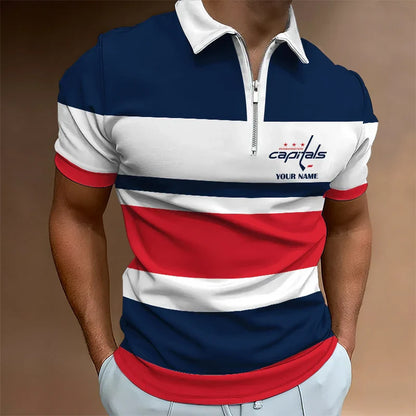 LIMITED EDITION - NEW CUSTOMIZED NHL10 WS CAPITALS ZIP POLO SHIRT