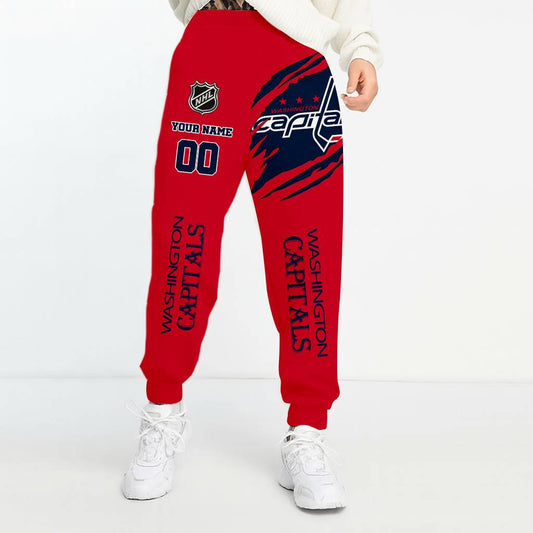 LIMITED EDITION - NEW CUSTOMIZED NHL10 WCP WASHINGTON CAPITALS UNISEX LONG PANTS
