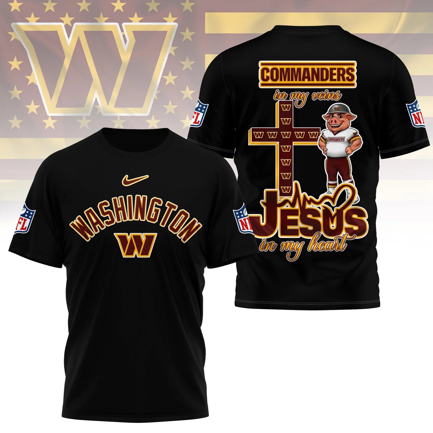 LIMITED EDITION - NEW CUSTOMIZED NFL12 WTC WASHINGTON COMMANDERS T-SHIRT | MULTIPLE COLORS AVAILABLE