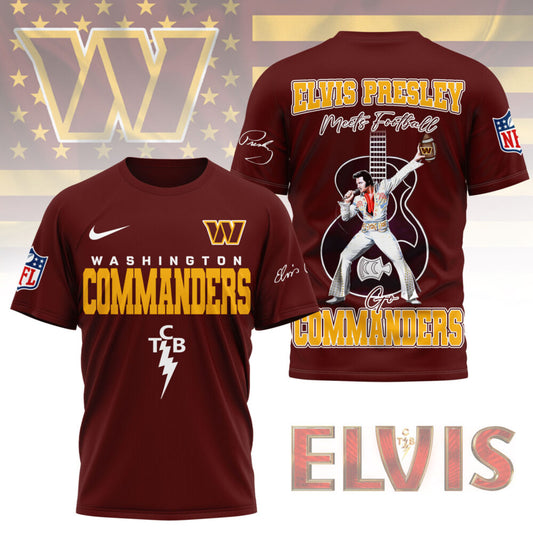 LIMITED EDITION - NEW CUSTOMIZED NFL12 WTC WASHINGTON COMMANDERS X ELVIS PRESLEY FAN 3D SHIRT