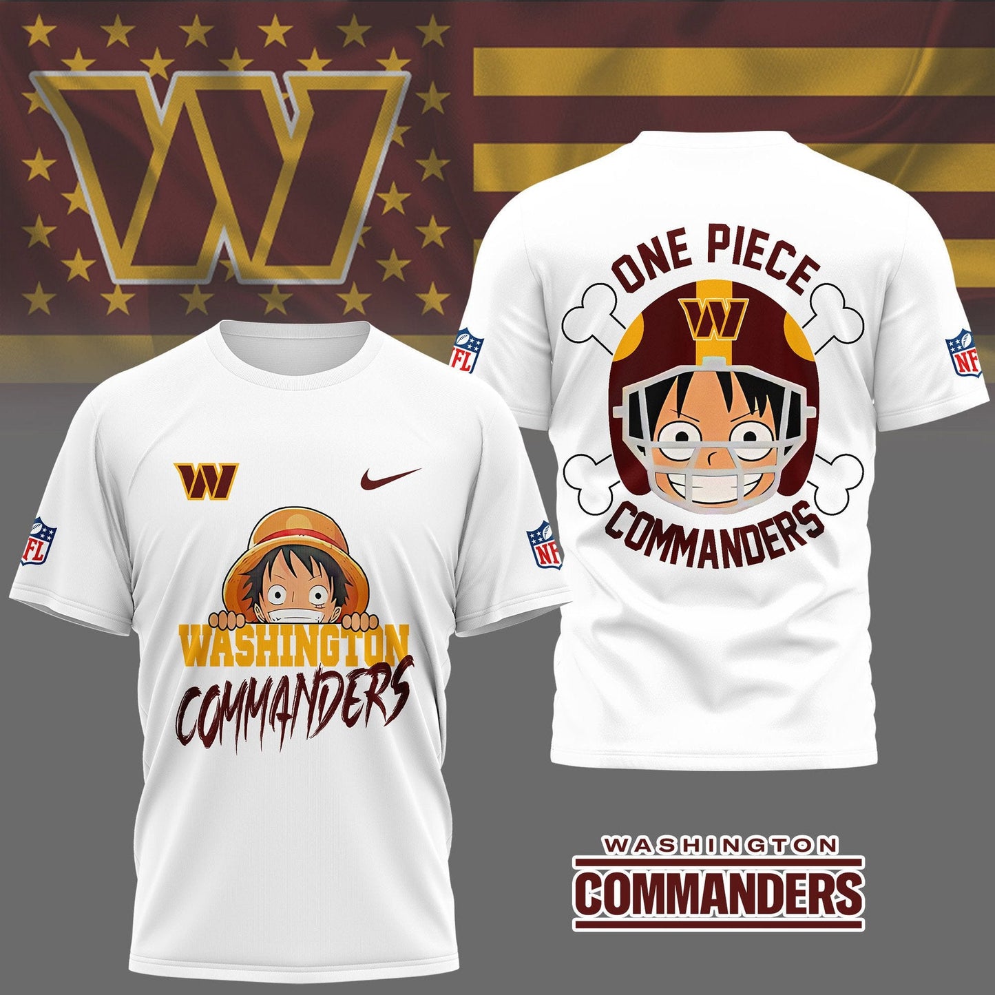 LIMITED EDITION - NEW CUSTOMIZED NFL12 WTC WASHINGTON COMMANDERS ONE PIECE FAN 3D SHIRT