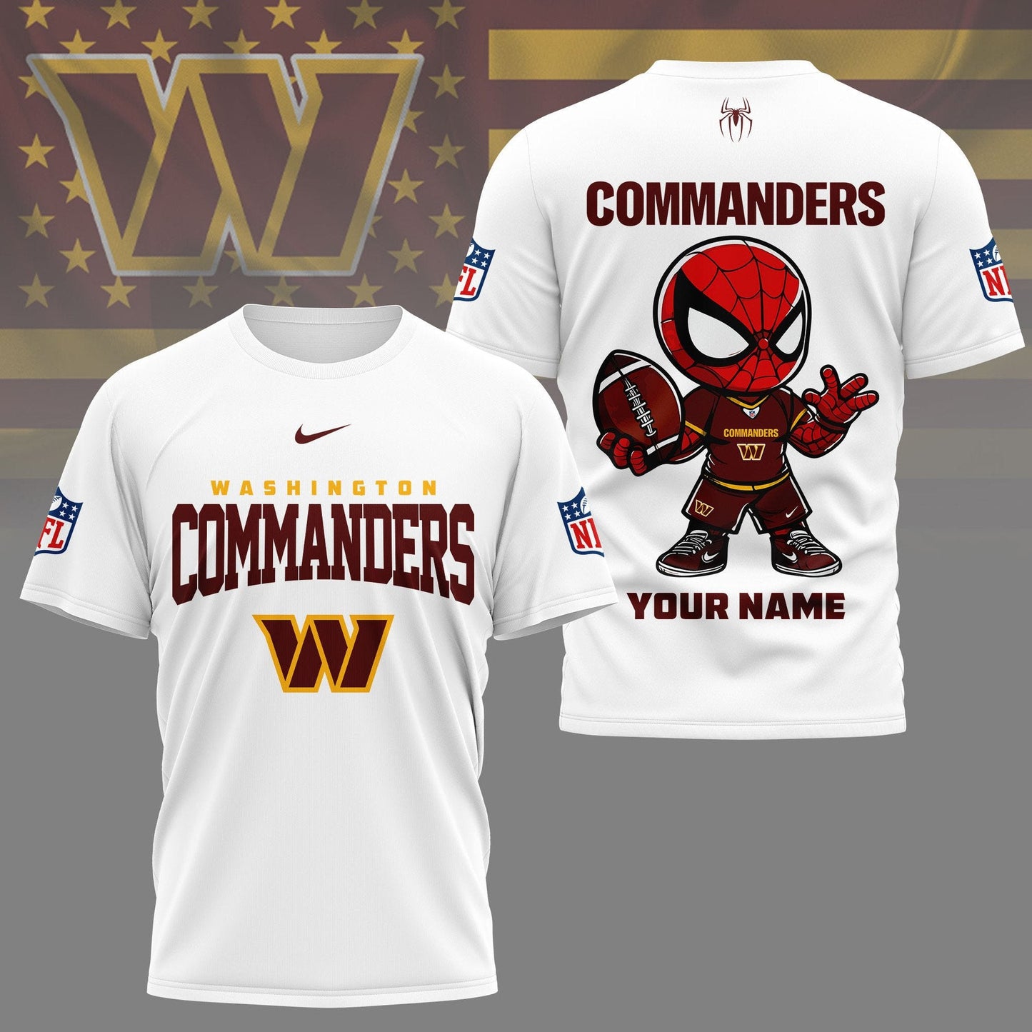 LIMITED EDITION - NEW CUSTOMIZED NFL12 WTC WASHINGTON COMMANDERS SPIDER HERO 3D SHIRT