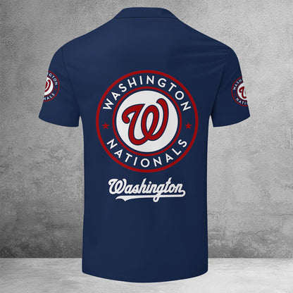 LIMITED EDITION - NEW CUSTOMIZED MLB28 WNS WASHINGTON NATIONALS ZIP POLO SHIRT