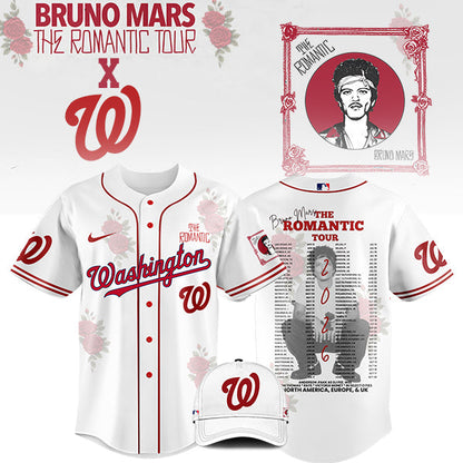 LIMITED EDITION - NEW CUSTOMIZED MLB28 WA NATIONALS x BRUNO MARS BASEBALL JERSEY & CAP