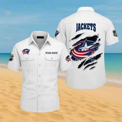 LIMITED EDITION - NEW CUSTOMIZED NHL18 CBJ COLUMBUS BLUE JACKETS CARGO SHIRT