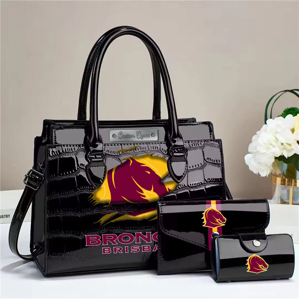 LIMITED EDITION - NEW 01 BBC PERSONALIZED EMBOSSED THREE-PIECE HANDBAG SET