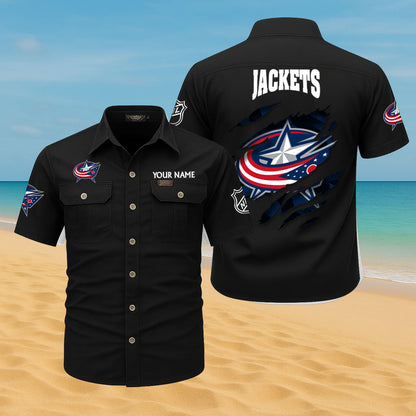LIMITED EDITION - NEW CUSTOMIZED NHL18 CBJ COLUMBUS BLUE JACKETS CARGO SHIRT