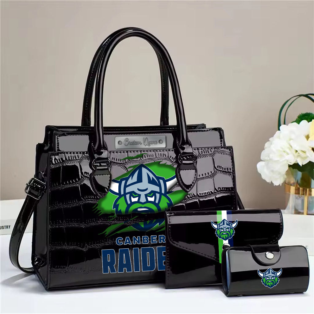 LIMITED EDITION - NEW 04 CRD PERSONALIZED EMBOSSED THREE-PIECE HANDBAG SET