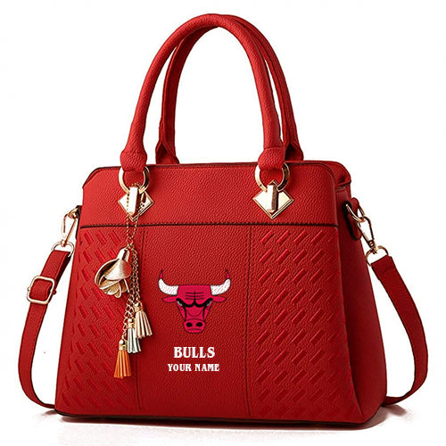 LIMITED EDITION - NEW CUSTOMIZED NBA19 CB CHICAGO BULLS WOMEN'S HANDBAGS MULTICOLOR