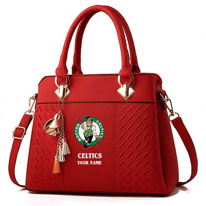 LIMITED EDITION - NEW CUSTOMIZED NBA03 BC BOSTON CELTICS WOMEN'S HANDBAGS MULTICOLOR