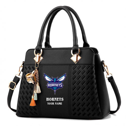 LIMITED EDITION - NEW CUSTOMIZED NBA27 CH CHARLOTTE HORNETS WOMEN'S HANDBAGS MULTICOLOR