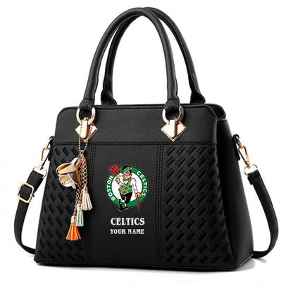 LIMITED EDITION - NEW CUSTOMIZED NBA03 BC BOSTON CELTICS WOMEN'S HANDBAGS MULTICOLOR