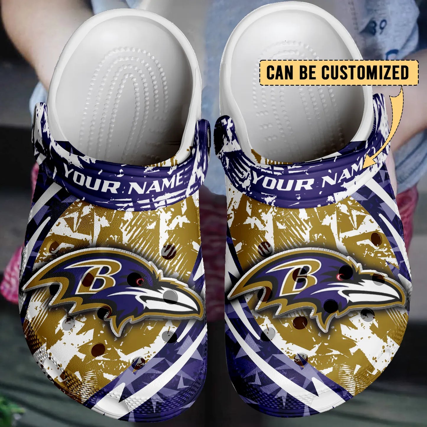 LIMITED EDITION - NEW CUSTOMIZED NFL28 BTR BALTIMORE RAVENS CLOGS SHOES