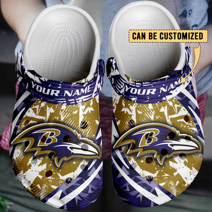 LIMITED EDITION - NEW CUSTOMIZED NFL28 BTR BALTIMORE RAVENS CLOGS SHOES