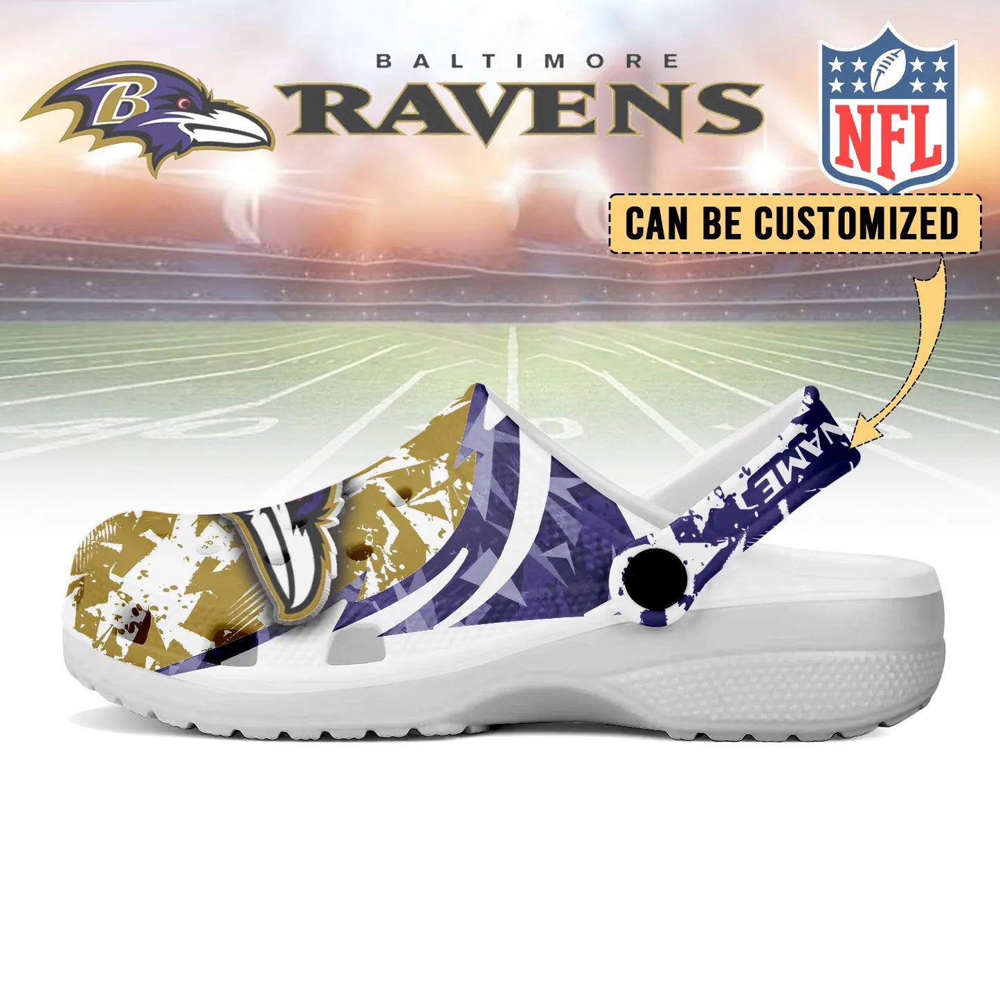 LIMITED EDITION - NEW CUSTOMIZED NFL28 BTR BALTIMORE RAVENS CLOGS SHOES