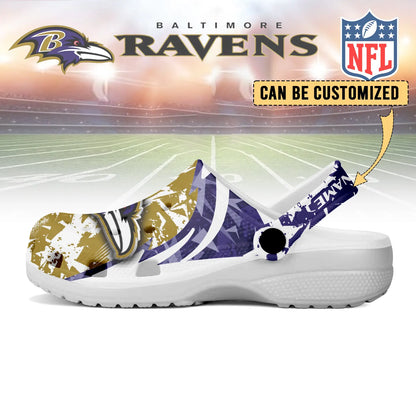 LIMITED EDITION - NEW CUSTOMIZED NFL28 BTR BALTIMORE RAVENS CLOGS SHOES