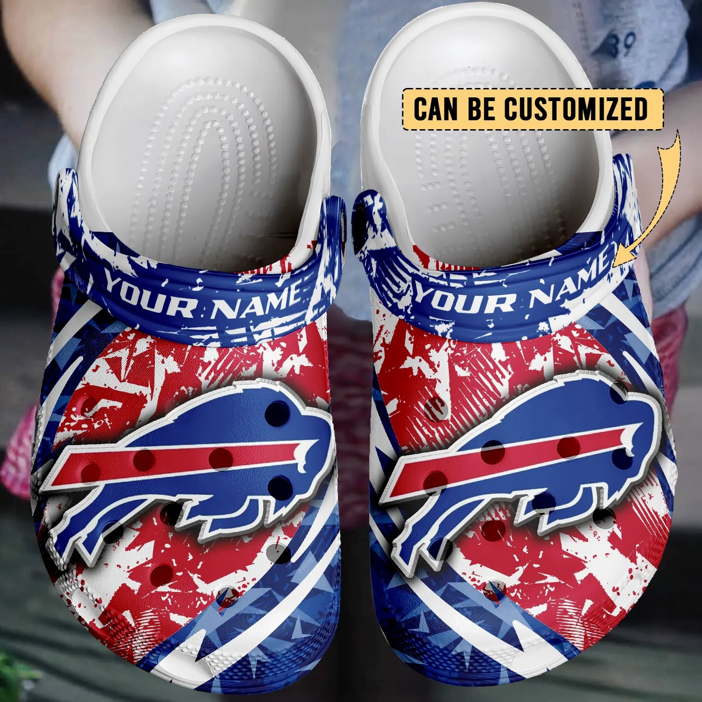 LIMITED EDITION - NEW CUSTOMIZED NFL03 BFB BUFFALO BILLS CLOGS SHOES