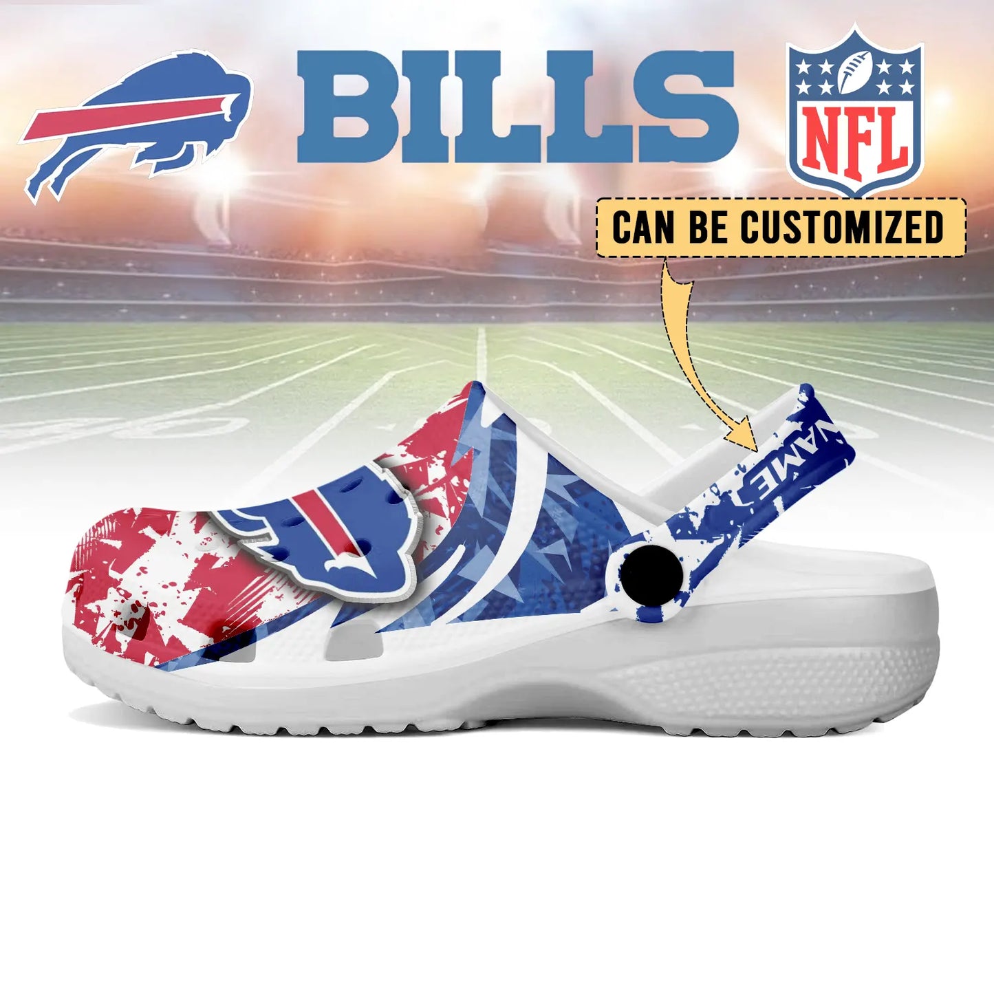 LIMITED EDITION - NEW CUSTOMIZED NFL03 BFB BUFFALO BILLS CLOGS SHOES