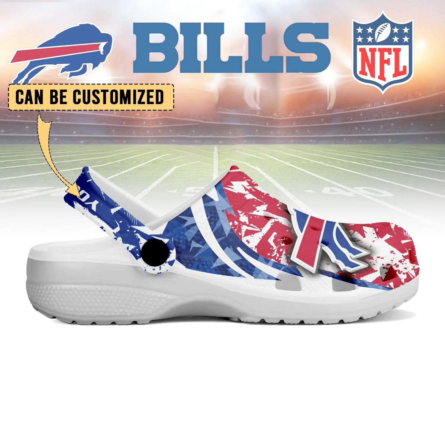 LIMITED EDITION - NEW CUSTOMIZED NFL03 BFB BUFFALO BILLS CLOGS SHOES