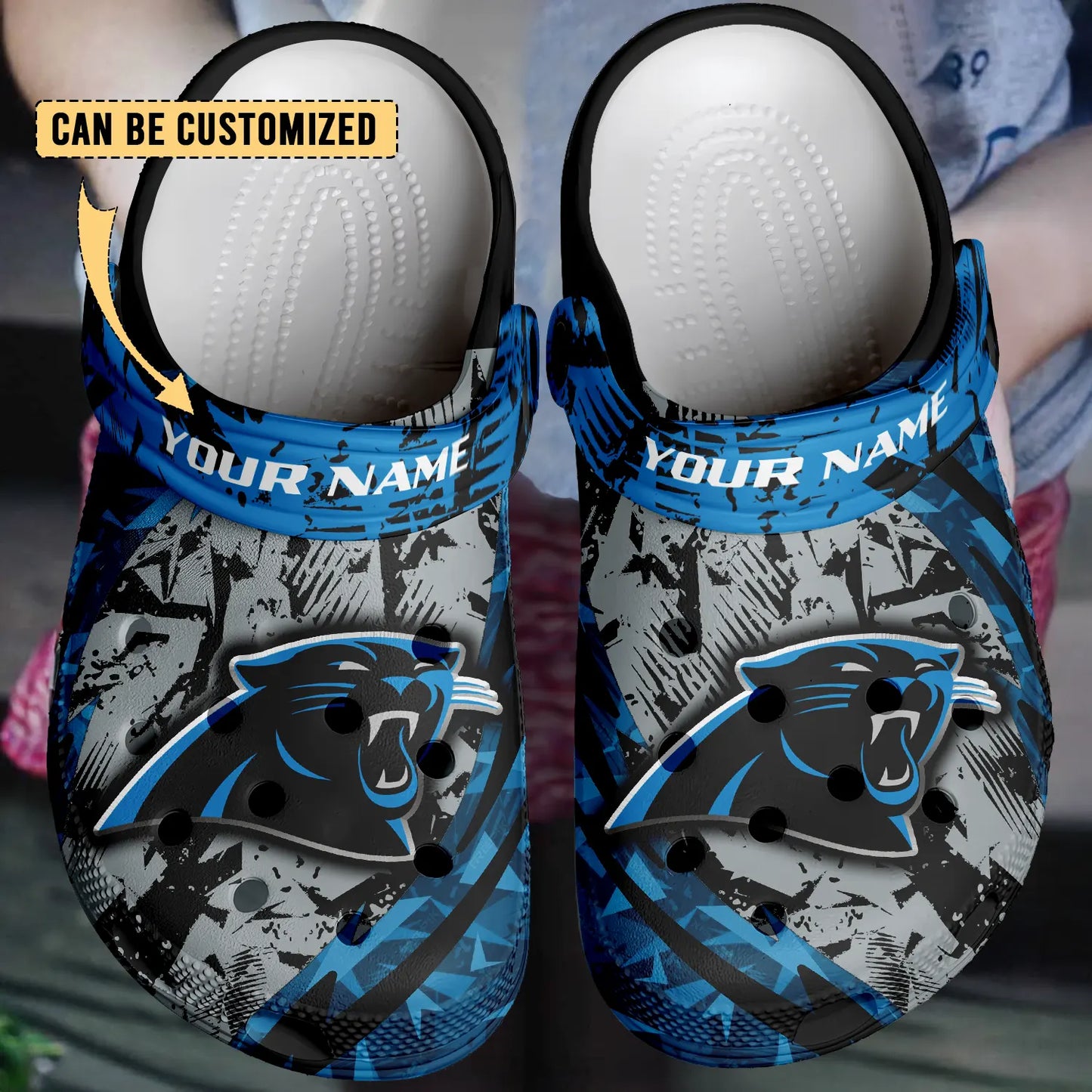 LIMITED EDITION - NEW CUSTOMIZED NFL23 CLP CAROLINA PANTHERS CLOGS SHOES