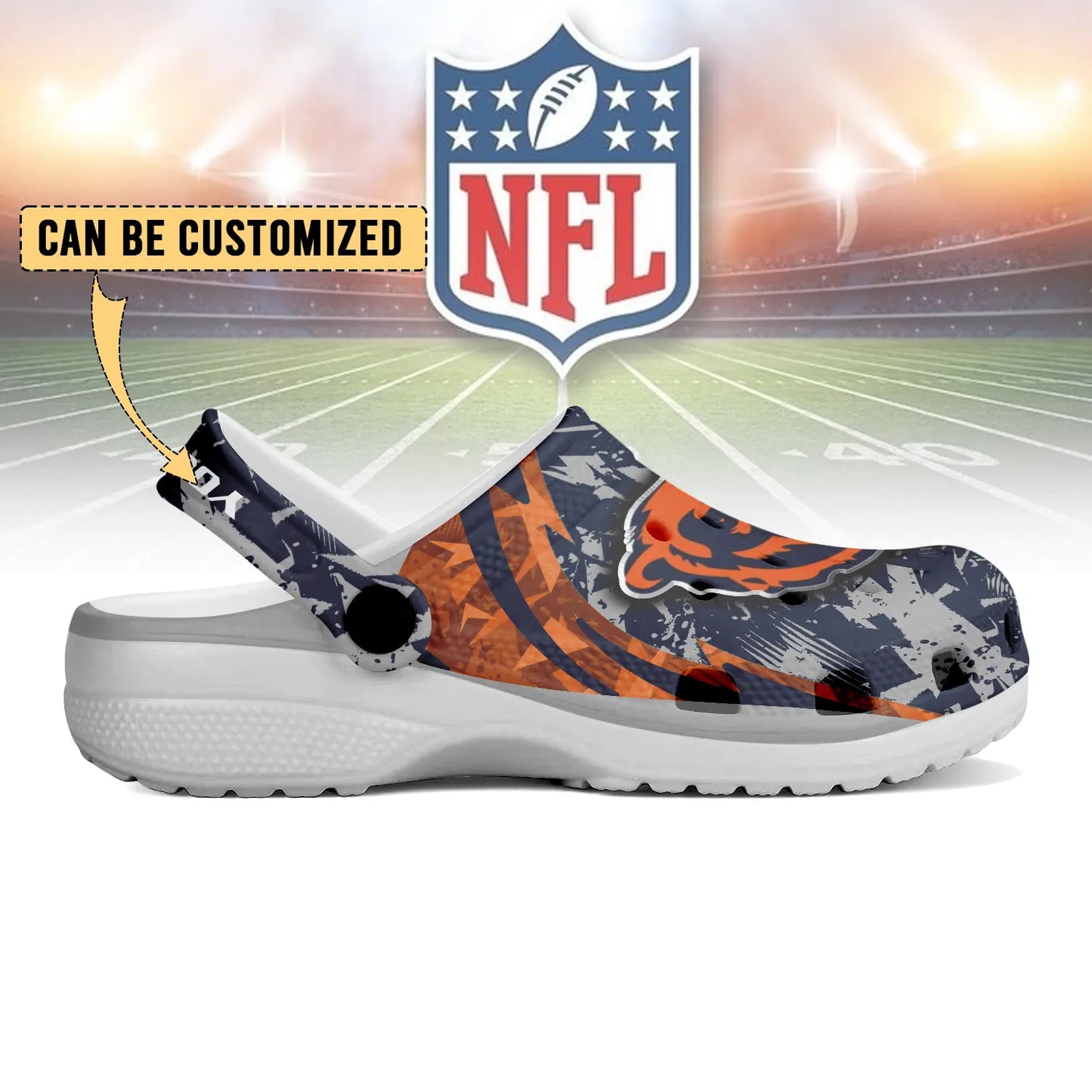 LIMITED EDITION - NEW CUSTOMIZED NFL26 CCB CHICAGO BEARS CLOGS SHOES