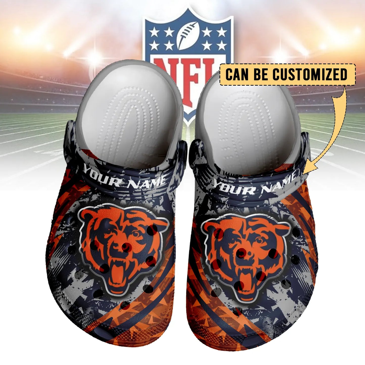 LIMITED EDITION - NEW CUSTOMIZED NFL26 CCB CHICAGO BEARS CLOGS SHOES