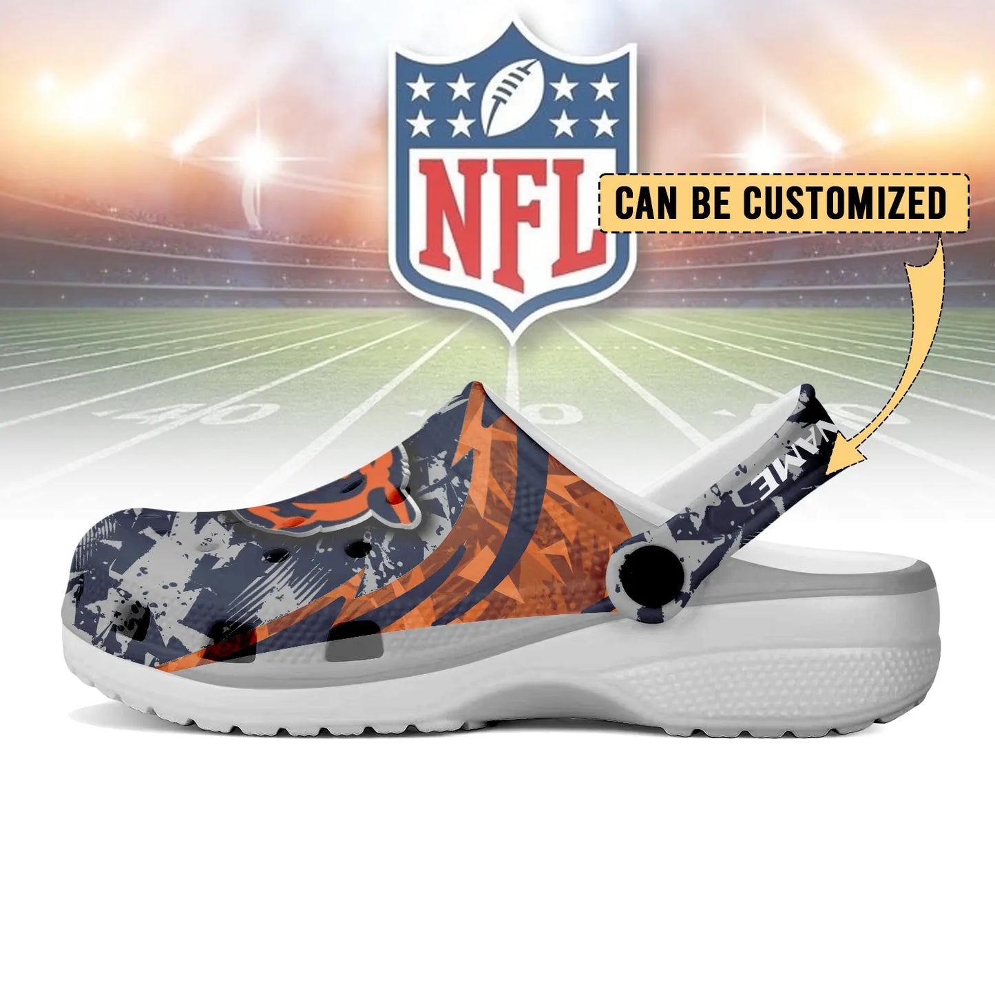 LIMITED EDITION - NEW CUSTOMIZED NFL26 CCB CHICAGO BEARS CLOGS SHOES