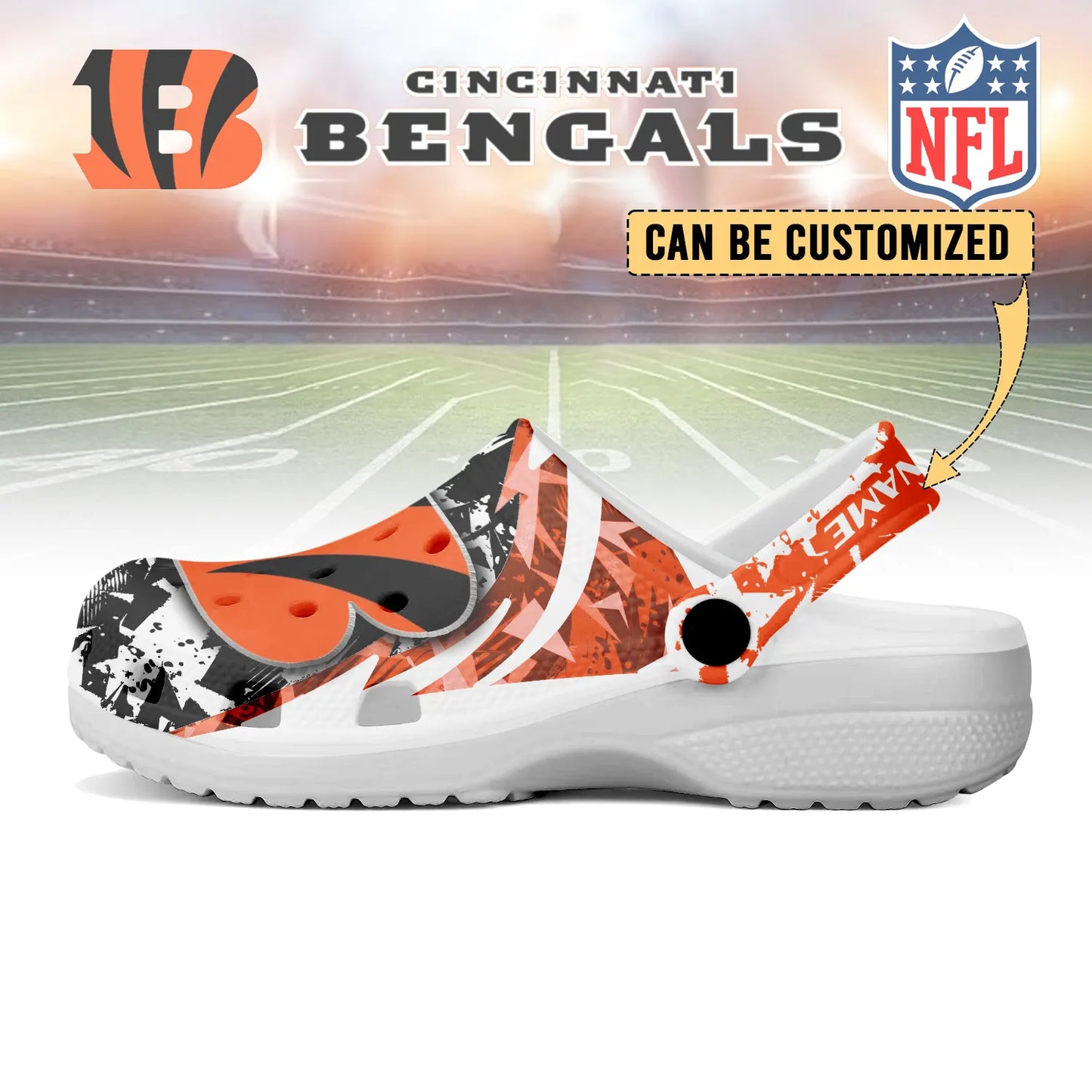 LIMITED EDITION - NEW CUSTOMIZED NFL16 CCB CINCINNATI BENGALS CLOGS SHOES