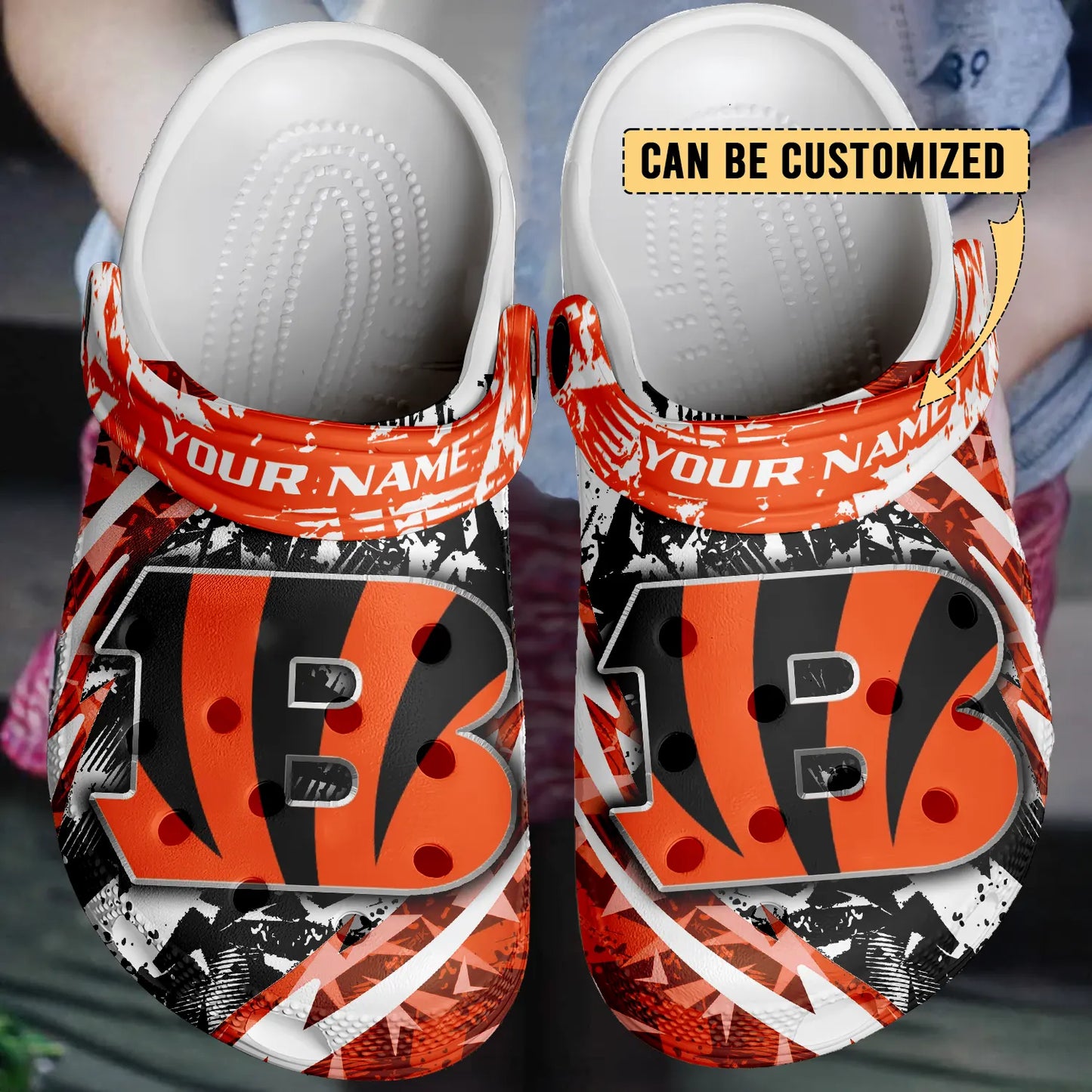 LIMITED EDITION - NEW CUSTOMIZED NFL16 CCB CINCINNATI BENGALS CLOGS SHOES