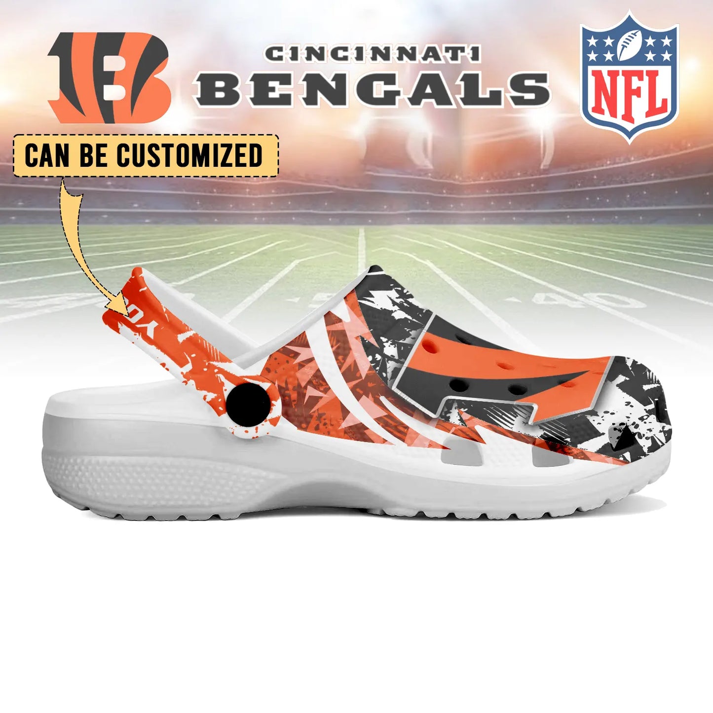 LIMITED EDITION - NEW CUSTOMIZED NFL16 CCB CINCINNATI BENGALS CLOGS SHOES