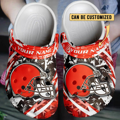 LIMITED EDITION - NEW CUSTOMIZED NFL29 CLB CLEVELAND BROWNS CLOGS SHOES