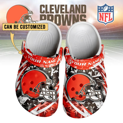 LIMITED EDITION - NEW CUSTOMIZED NFL29 CLB CLEVELAND BROWNS CLOGS SHOES