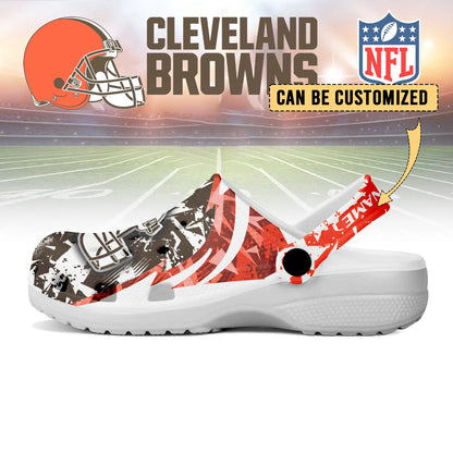 LIMITED EDITION - NEW CUSTOMIZED NFL29 CLB CLEVELAND BROWNS CLOGS SHOES
