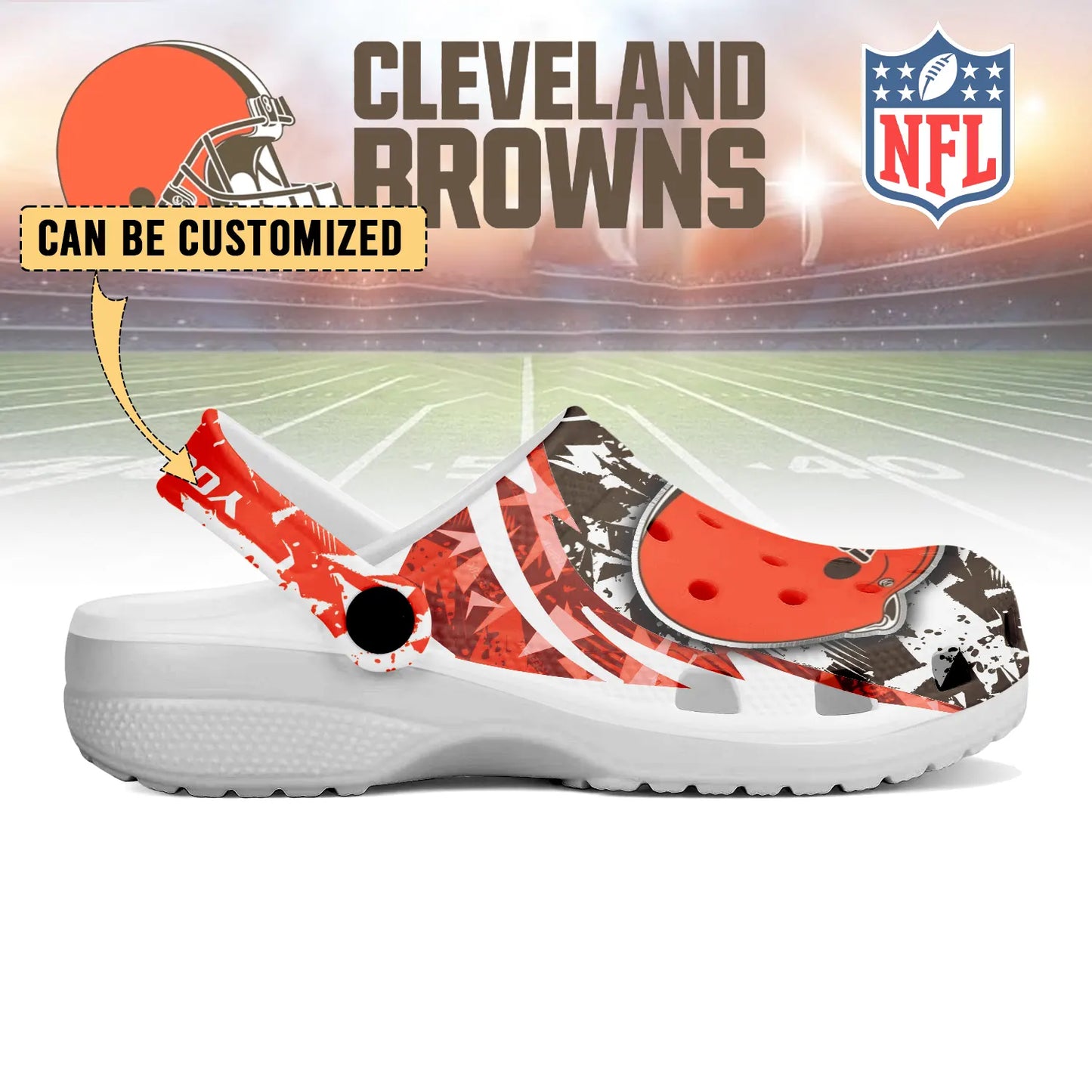 LIMITED EDITION - NEW CUSTOMIZED NFL29 CLB CLEVELAND BROWNS CLOGS SHOES
