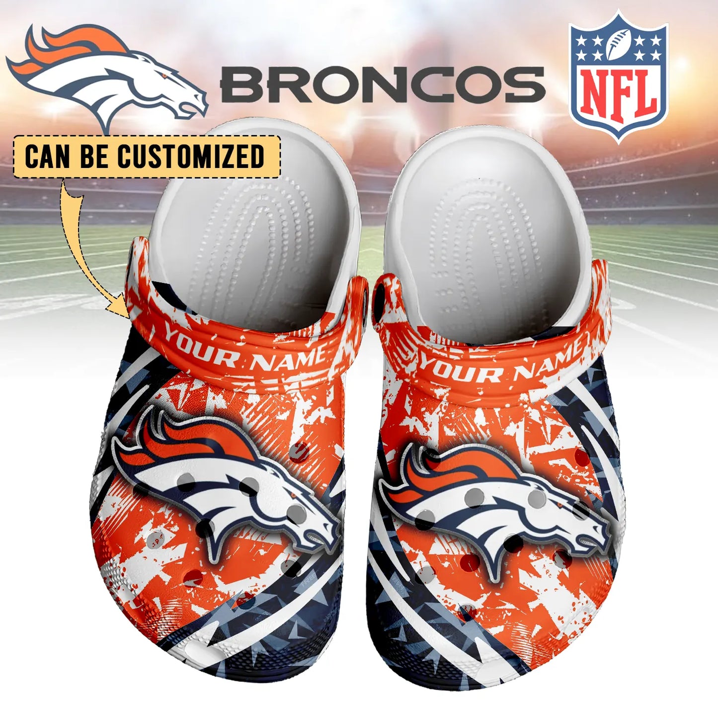 LIMITED EDITION - NEW CUSTOMIZED NFL13 DVB DENVER BRONCOS CLOGS SHOES