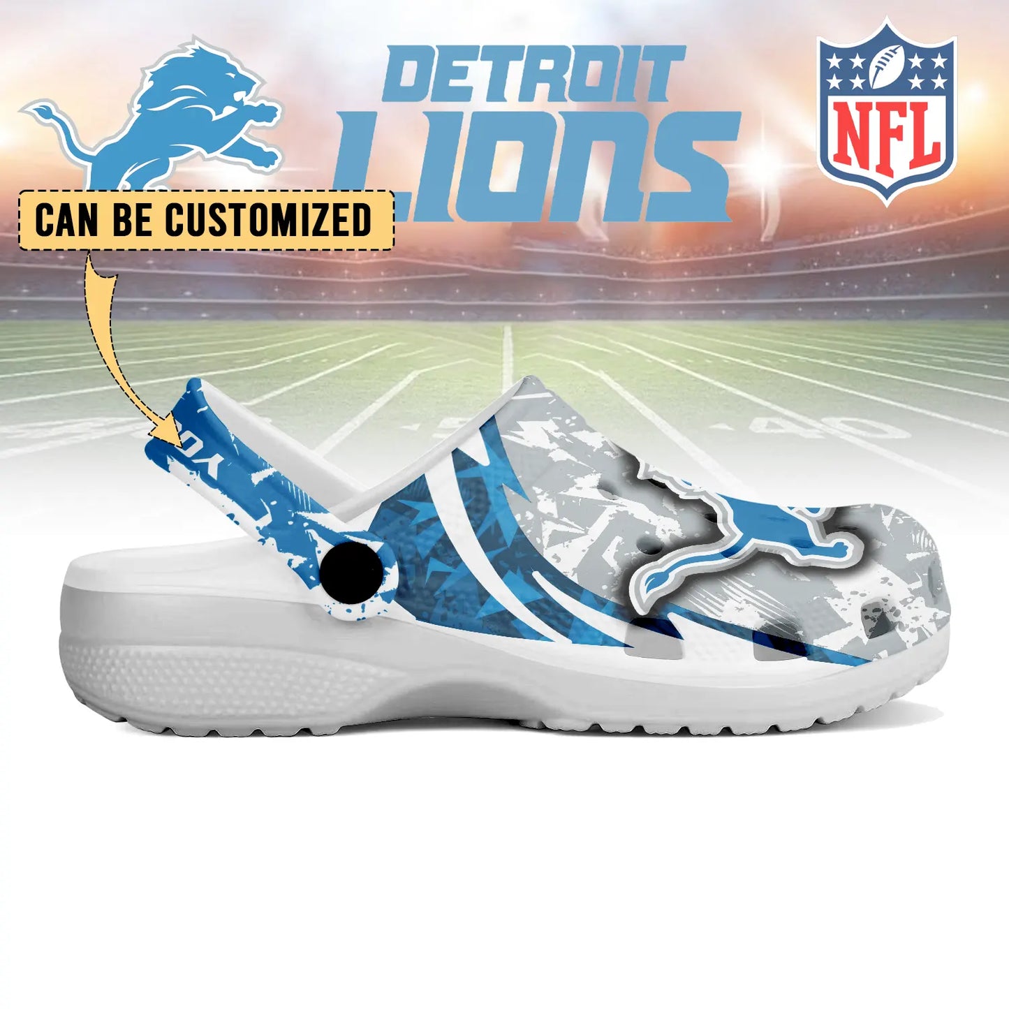 LIMITED EDITION - NEW CUSTOMIZED NFL04 DTL DETROIT LIONS CLOGS SHOES