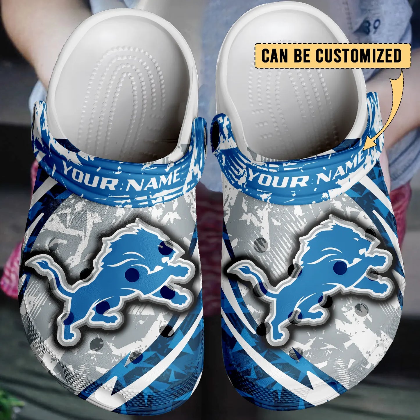 LIMITED EDITION - NEW CUSTOMIZED NFL04 DTL DETROIT LIONS CLOGS SHOES