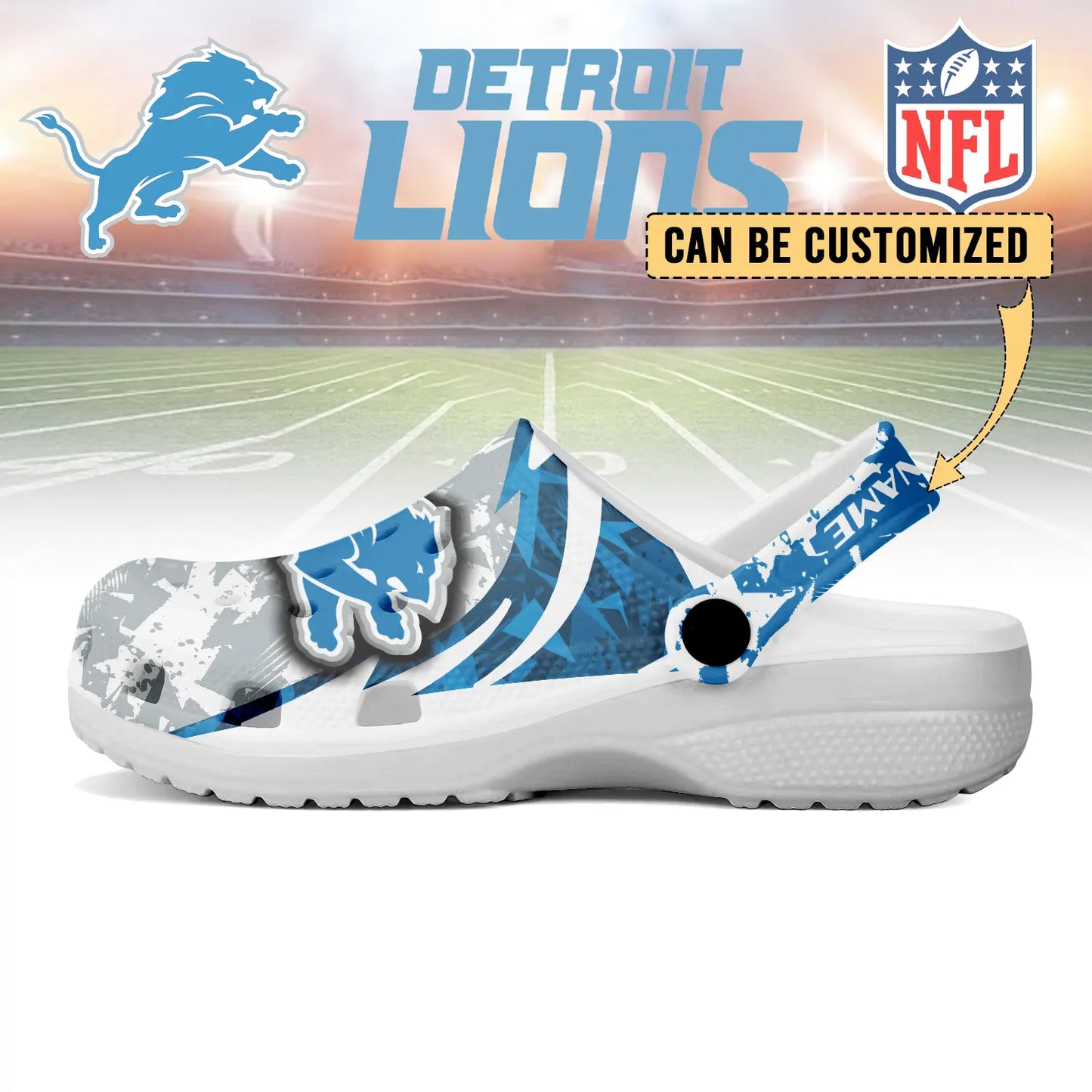 LIMITED EDITION - NEW CUSTOMIZED NFL04 DTL DETROIT LIONS CLOGS SHOES