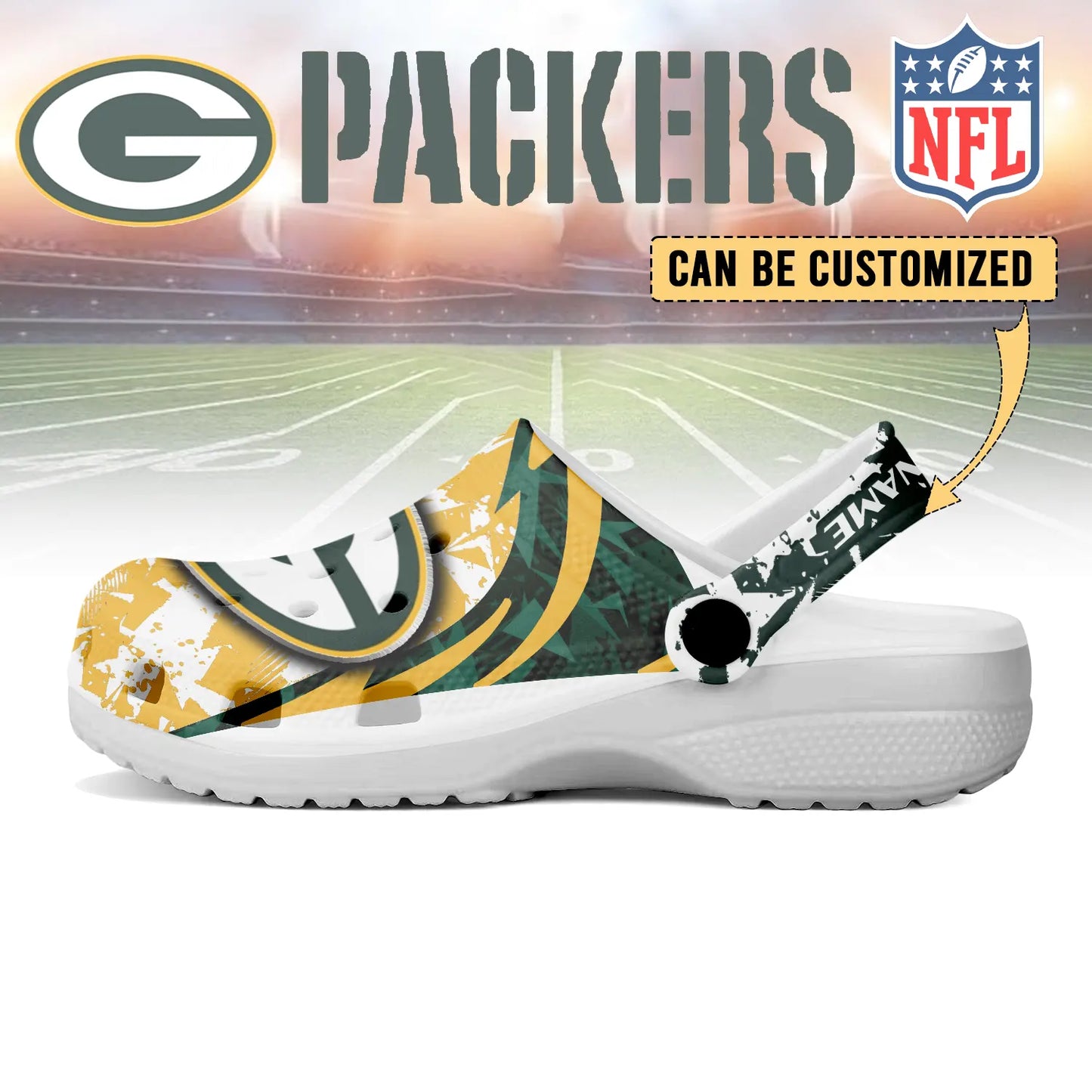 LIMITED EDITION - NEW CUSTOMIZED NFL08 GBP GREEN BAY PACKERS CLOGS SHOES