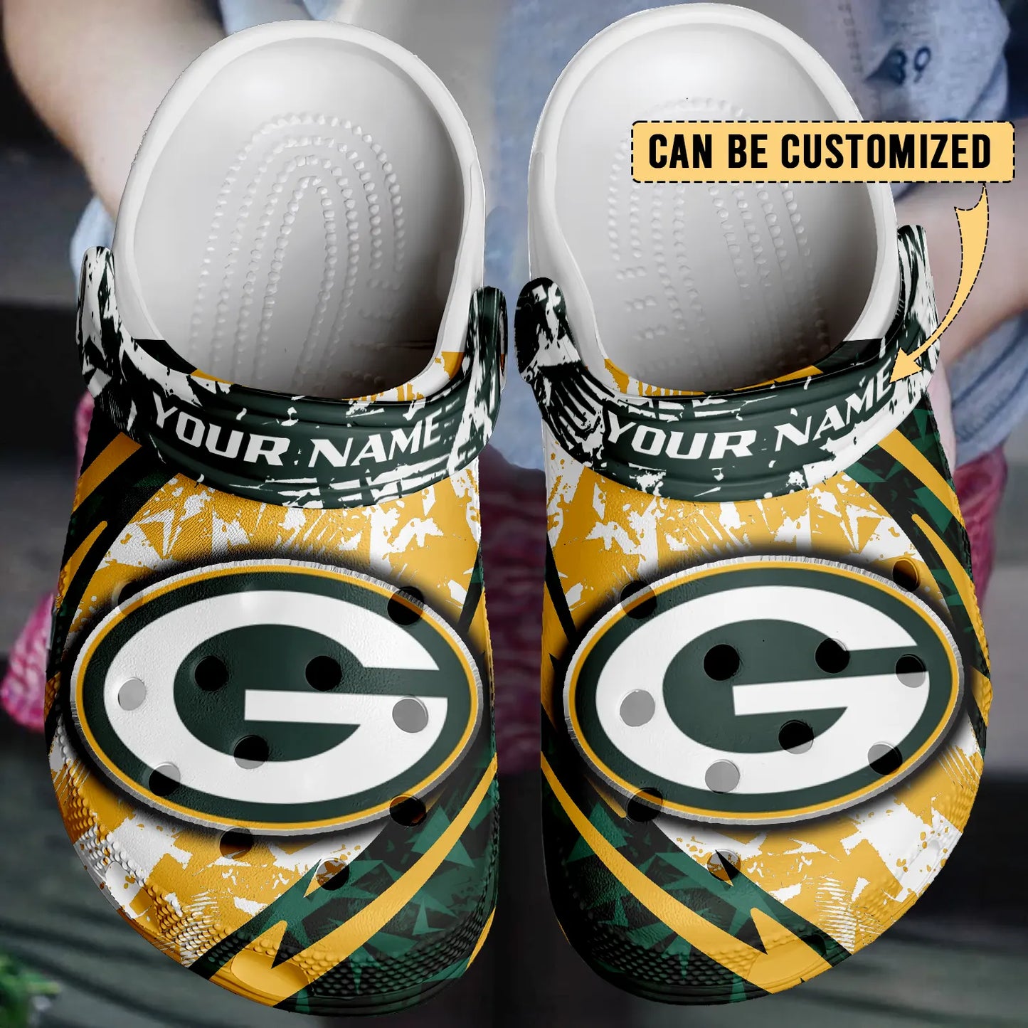 LIMITED EDITION - NEW CUSTOMIZED NFL08 GBP GREEN BAY PACKERS CLOGS SHOES