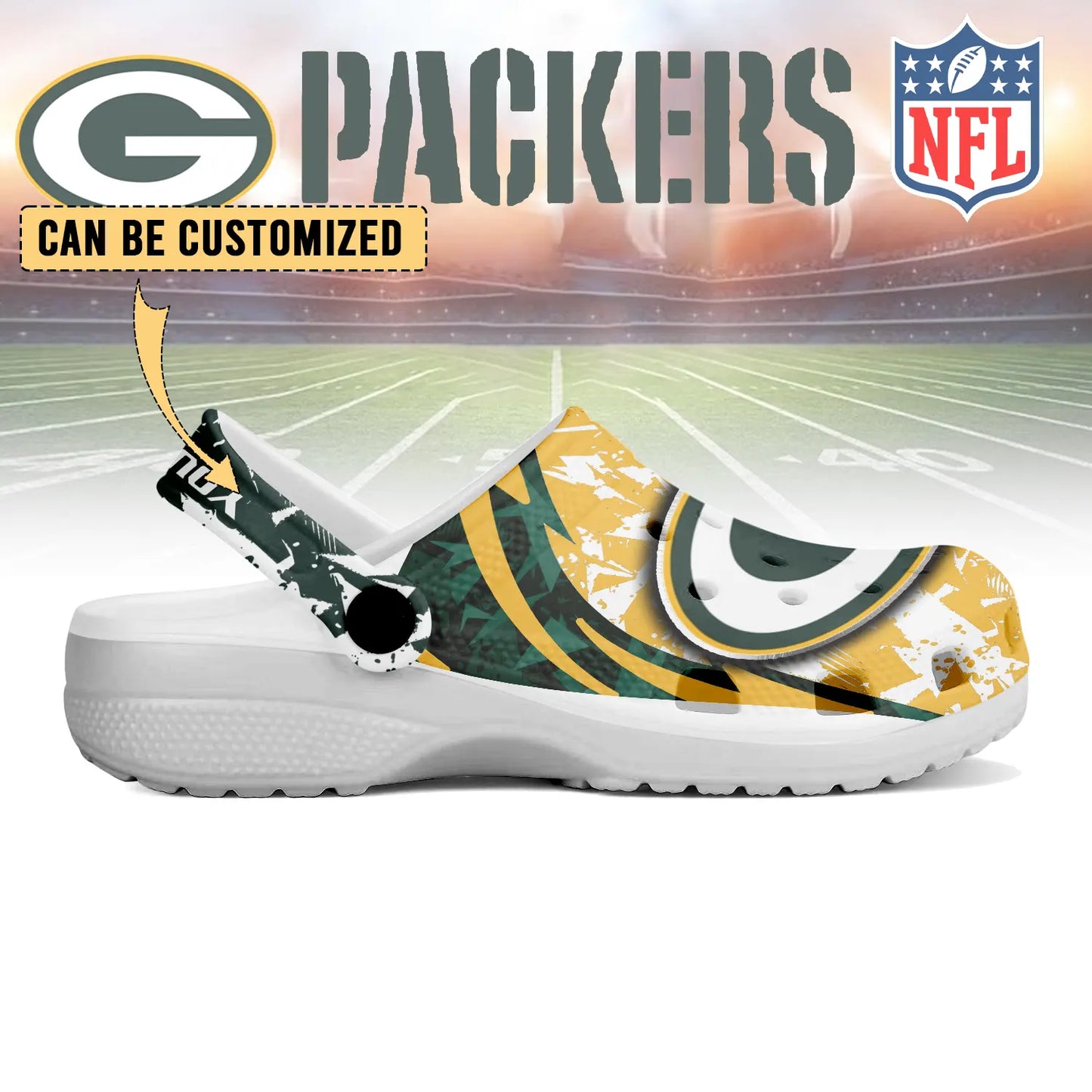 LIMITED EDITION - NEW CUSTOMIZED NFL08 GBP GREEN BAY PACKERS CLOGS SHOES