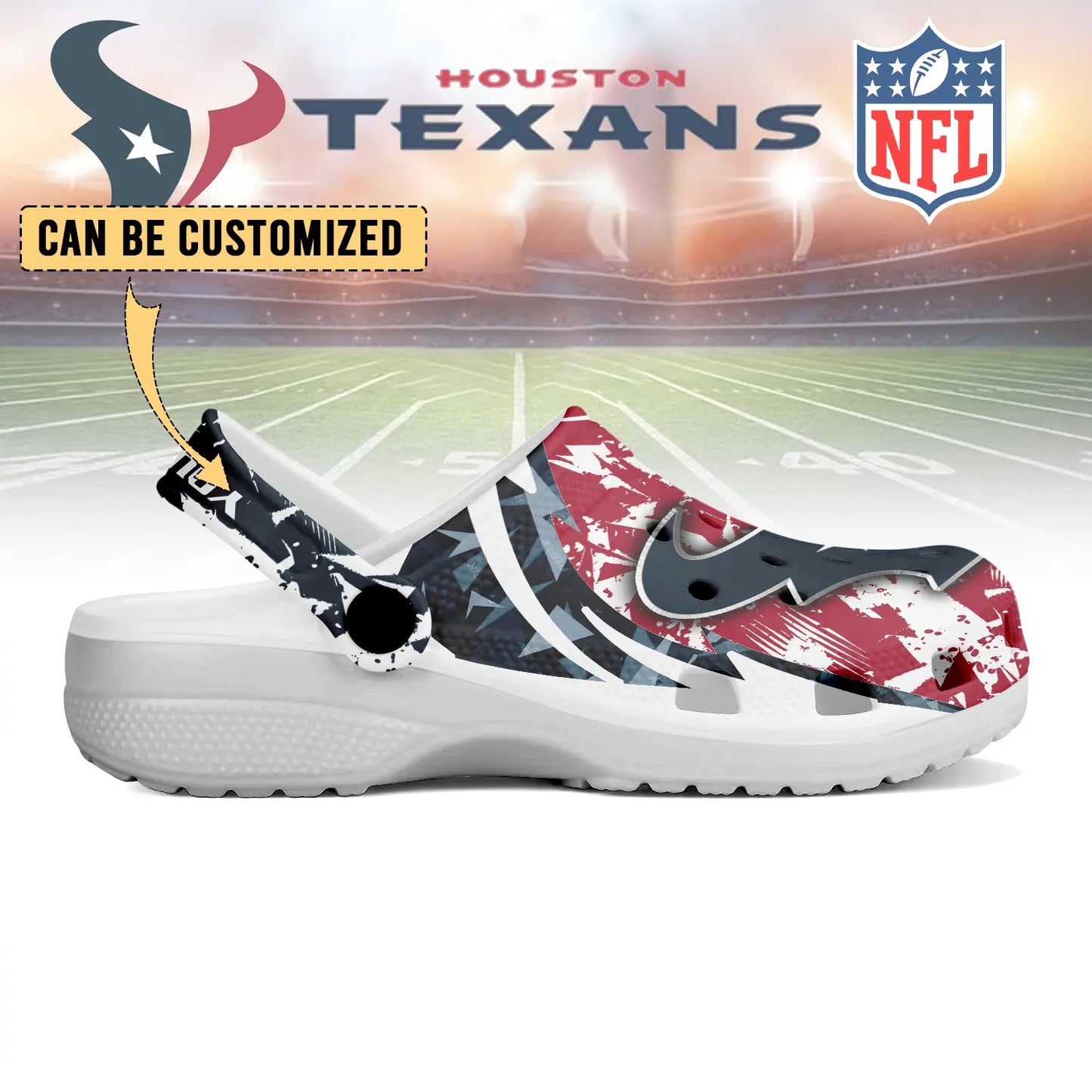 LIMITED EDITION - NEW CUSTOMIZED NFL15 HTT HOUSTON TEXANS CLOGS SHOES