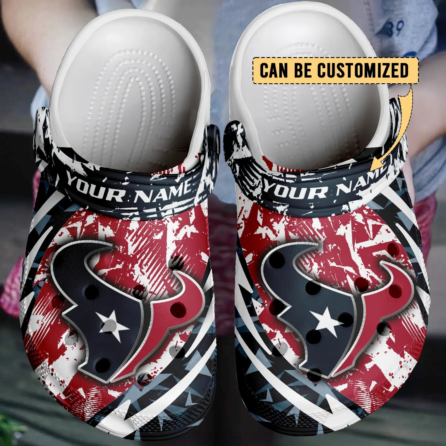 LIMITED EDITION - NEW CUSTOMIZED NFL15 HTT HOUSTON TEXANS CLOGS SHOES